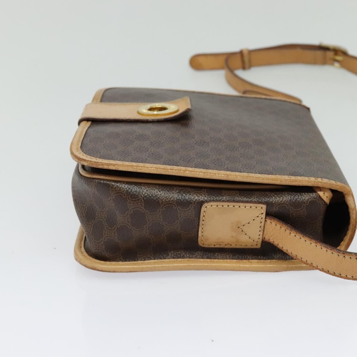 Celine Macadam Shoulder Bag PVC Leather, BROWN, CANVAS, Shoulder bag