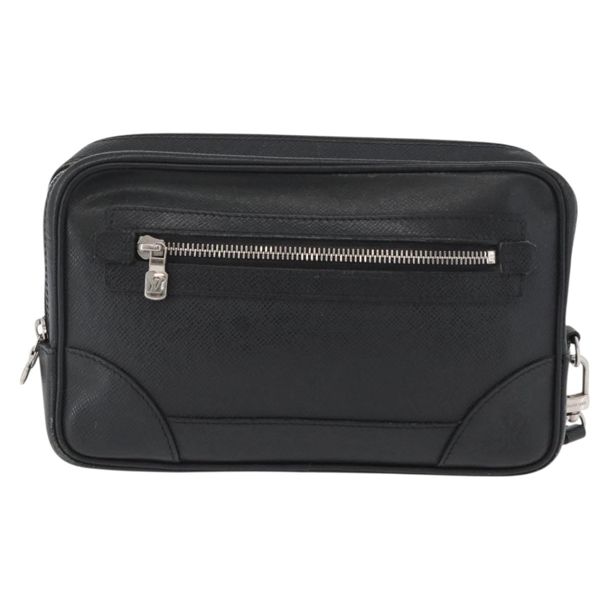 Louis Vuitton Pavel Handbag Taiga Leather, BLACK, LEATHER, Clutche & pouche
