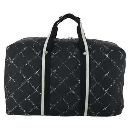 Chanel Travel Line Boston Bag Printed Nylon, BLACK, NYLON, Travel bag