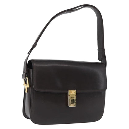Celine Vintage Shoulder Bag Leather, BROWN, LEATHER, Shoulder bag