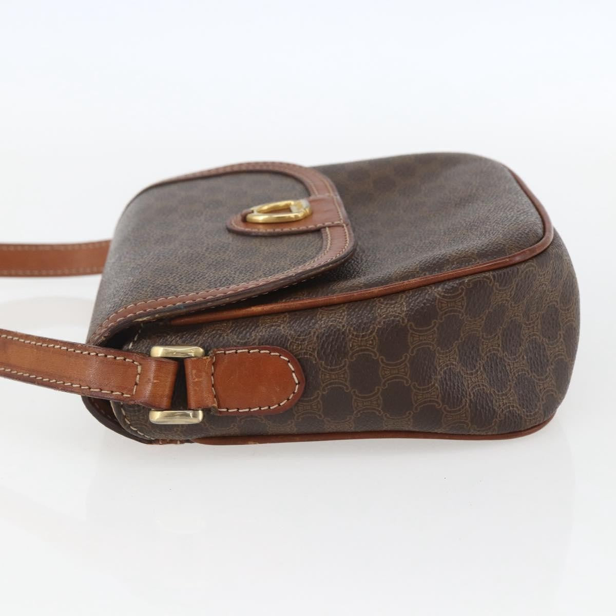 Celine Vintage Macadam Shoulder Bag Canvas and Leather, BROWN, CANVAS, Shoulder bag