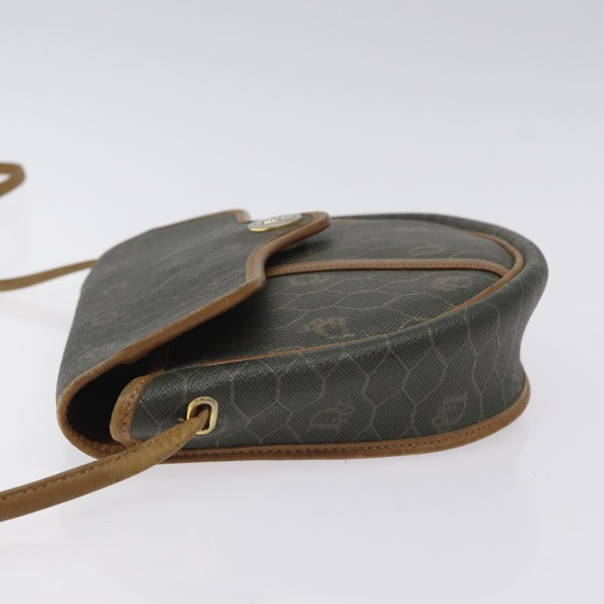 Christian Dior Vintage Honeycomb Flap Crossbody Bag Coated Canvas, GRAY, CANVAS, Crossbody bag