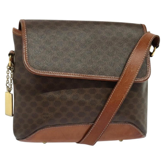 Celine Vintage Macadam Shoulder Bag Canvas and Leather, BROWN, CANVAS, Shoulder bag