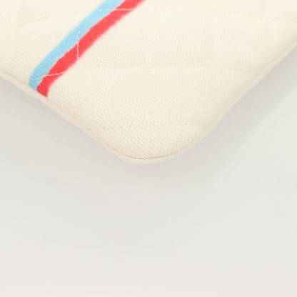 Chanel Coco Cuba Pouch Printed Quilted Canvas, WHITE, CANVAS, Clutche & pouche