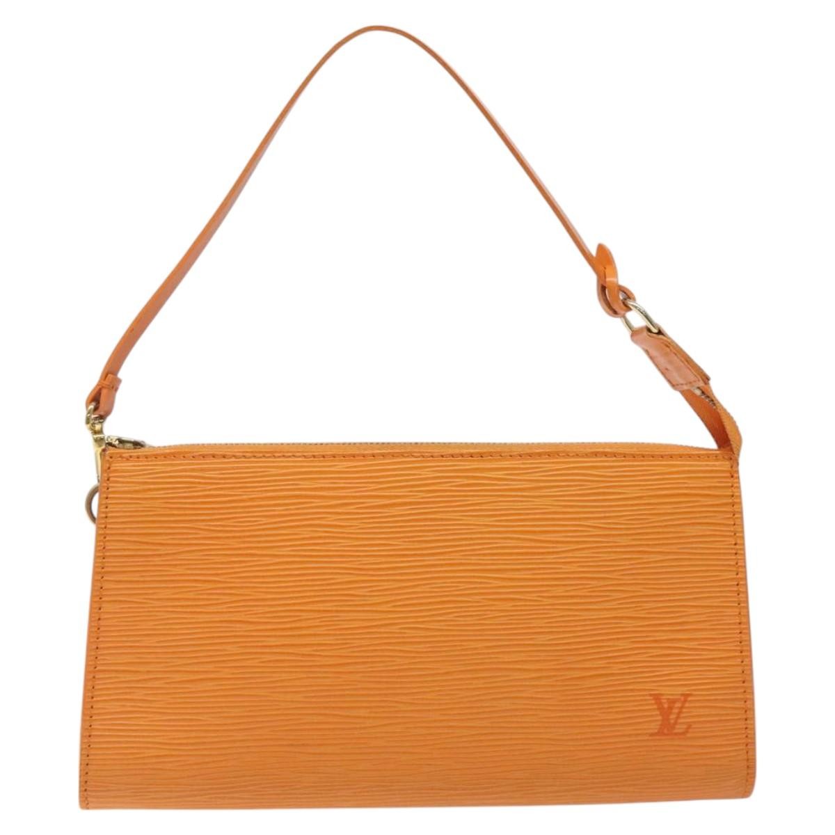 Louis Vuitton Pochette Accessoires Epi Leather, ORANGE, LEATHER, Clutche & pouche