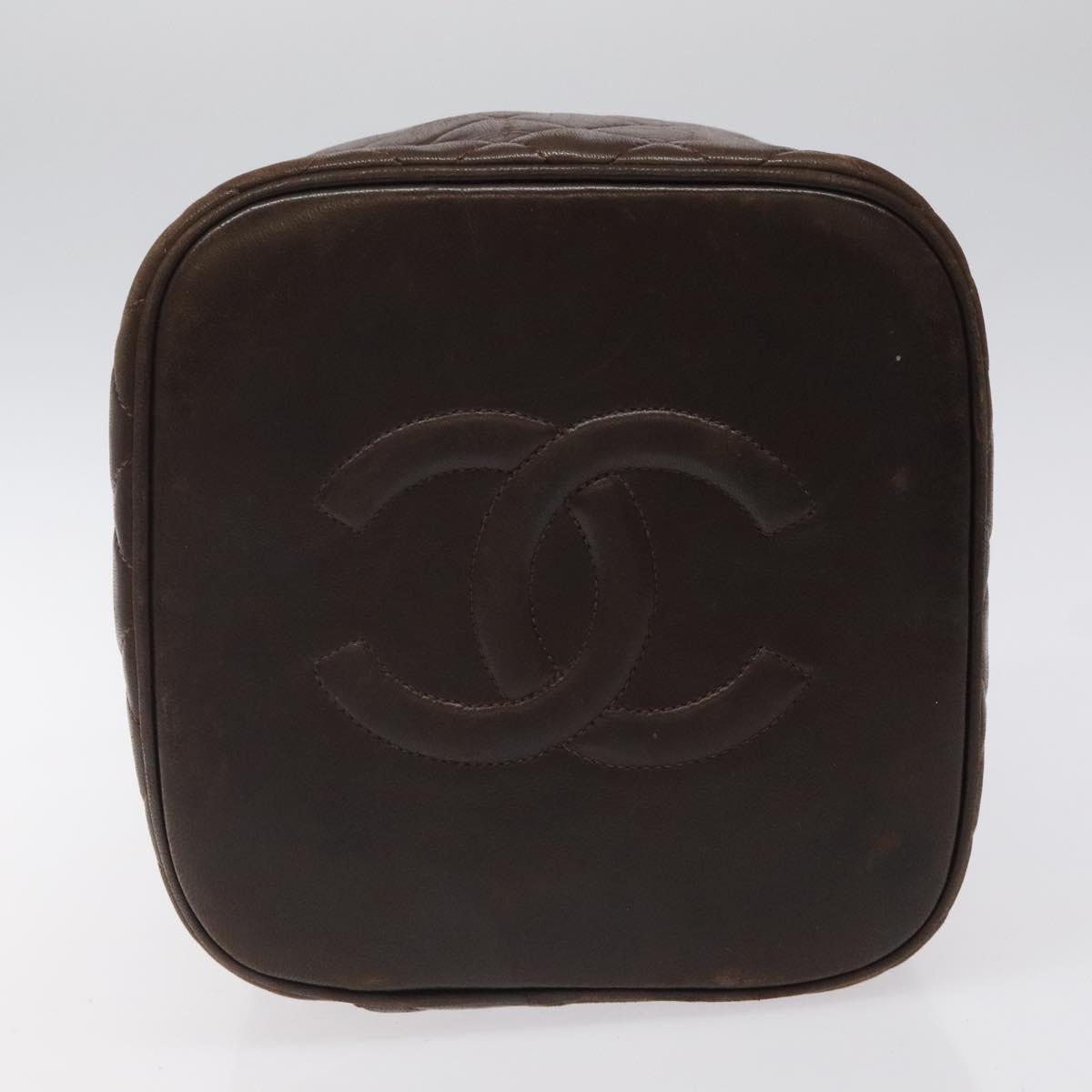 Chanel Vanity pouch Leather, BROWN, LEATHER, Toiletry Case