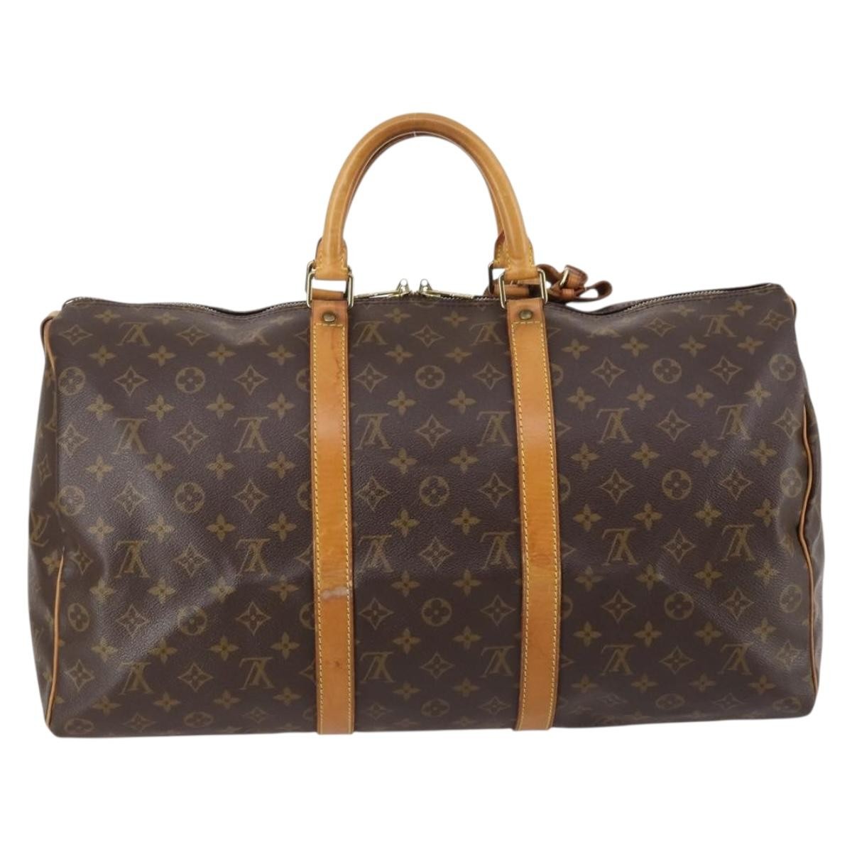 Louis Vuitton Keepall Bag Monogram Canvas, BROWN, CANVAS, Travel bag
