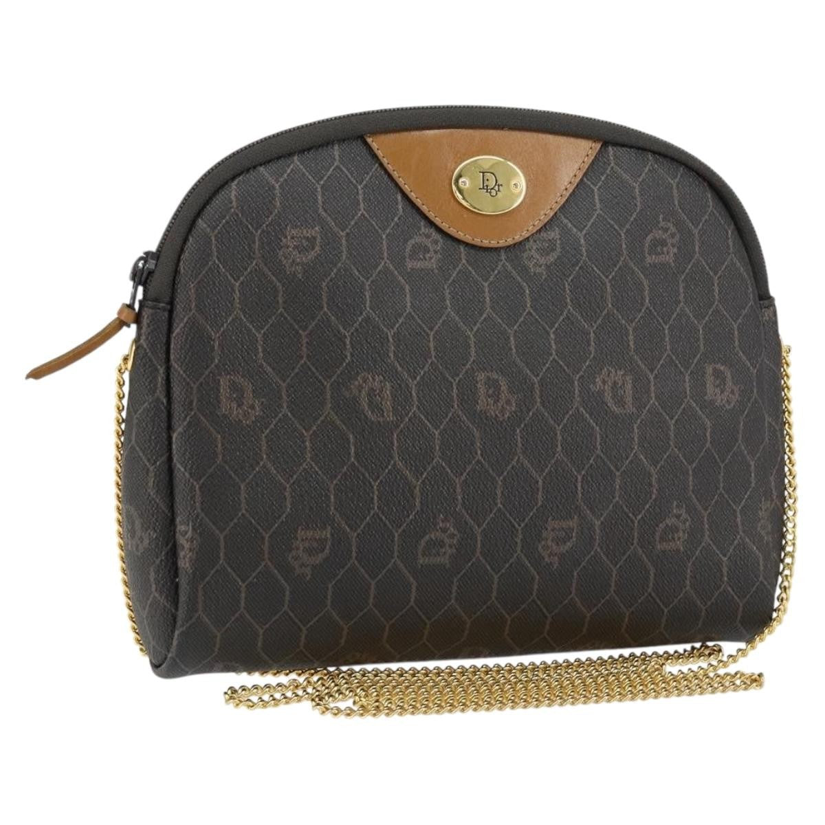 Christian Dior Vintage Honeycomb chain Canvas, BLACK, CANVAS, Shoulder bag