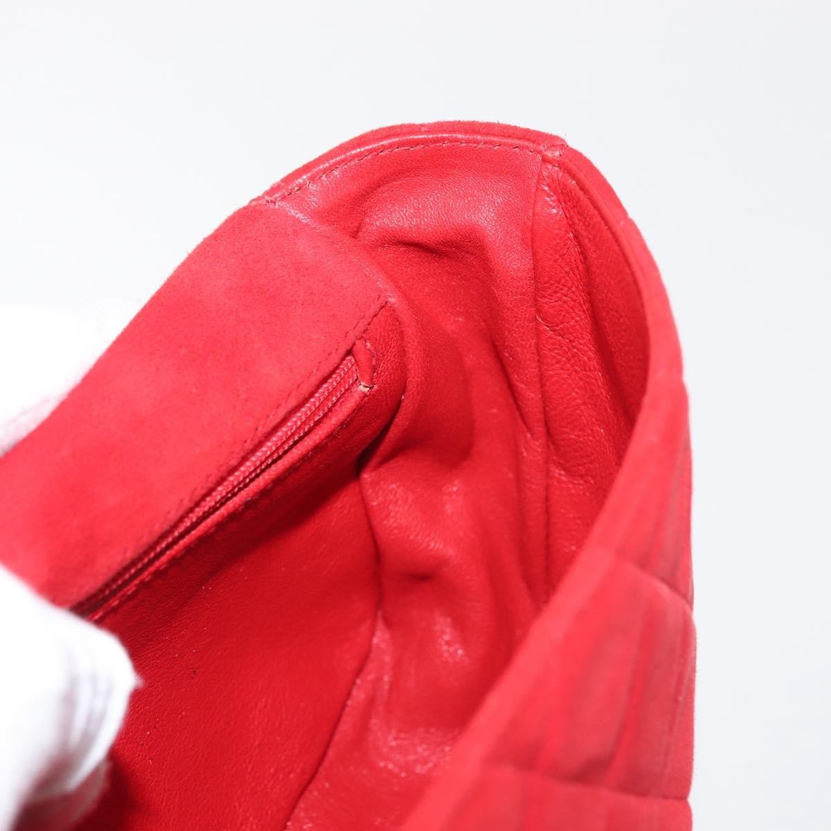 Chanel Vintage Tassel Full Flap Shoulder Bag Quilted Suede, RED, SUEDE, Shoulder bag