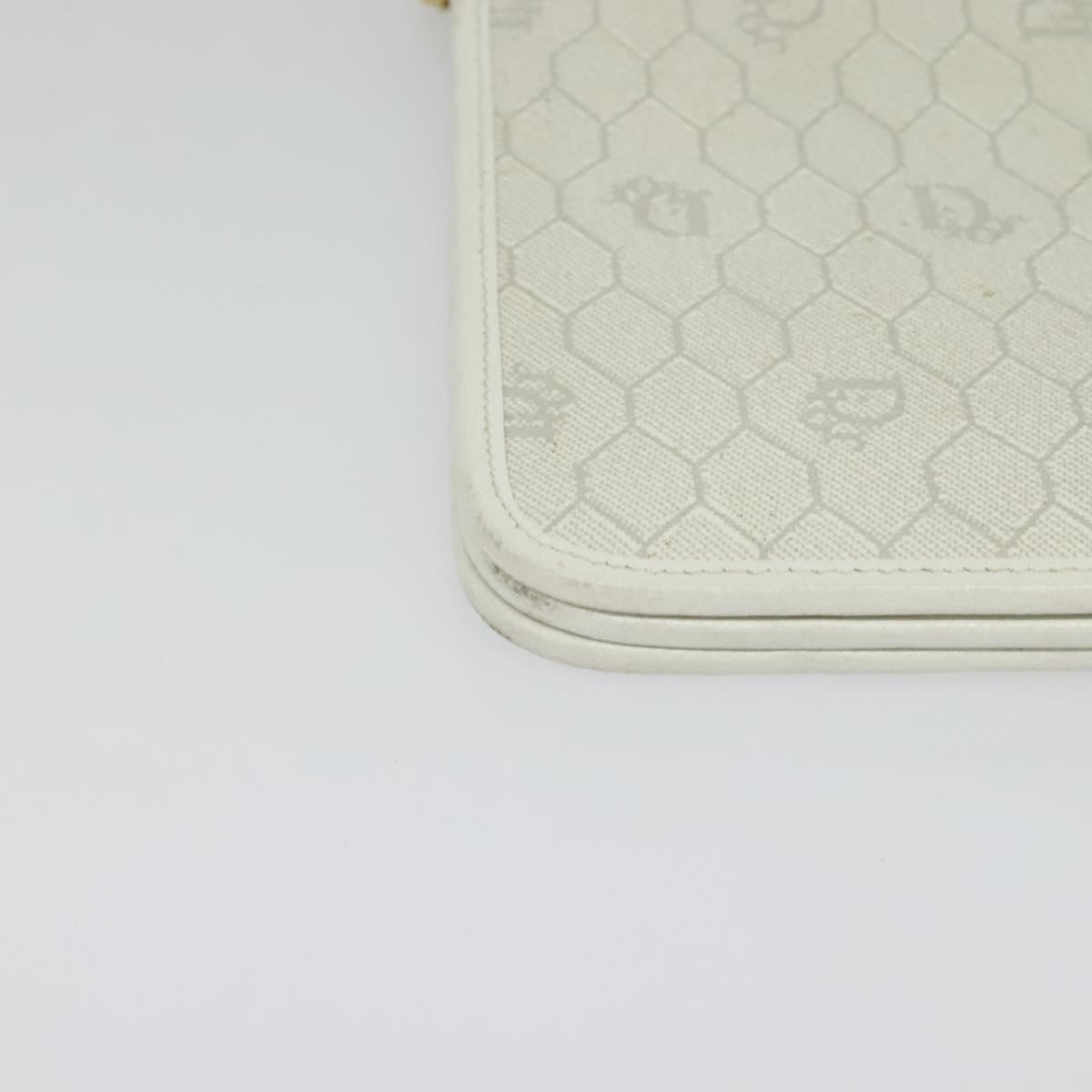 Christian Dior Vintage Honeycomb chain Canvas, WHITE, CANVAS, Handbag