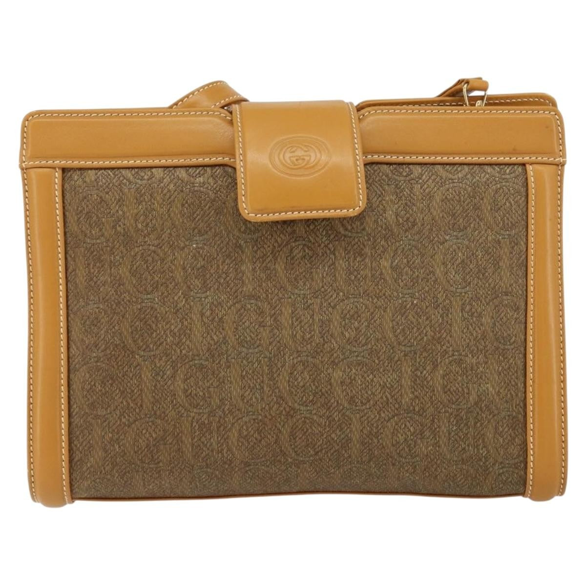 Gucci Vintage Shoulder Bag Canvas and Leather, BEIGE, CANVAS, Shoulder bag