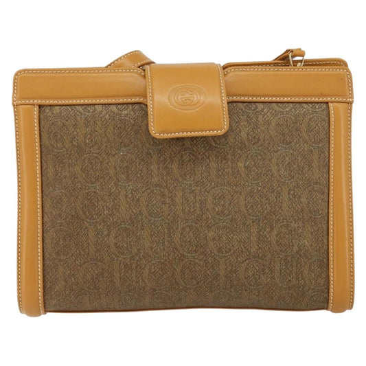 Gucci Vintage Shoulder Bag Canvas and Leather, BEIGE, CANVAS, Shoulder bag