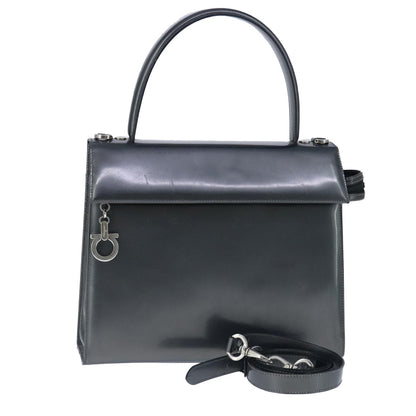 Salvatore Ferragamo Vintage Handbag Leather, BLACK, LEATHER, Handbag