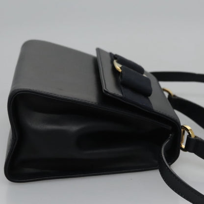Salvatore Ferragamo Vintage Vara Bow Top Handle Bag Leather, NAVY, LEATHER, Handbag