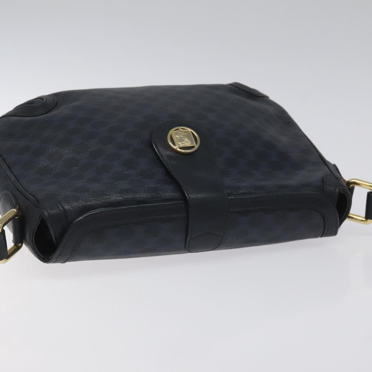 Celine Vintage Macadam Shoulder Bag Canvas and Leather, BLACK, CANVAS, Shoulder bag