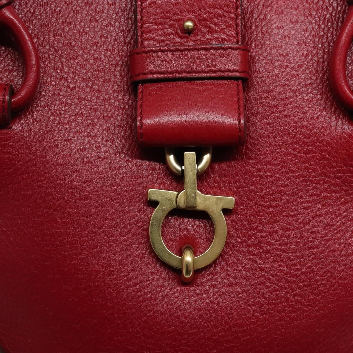 Salvatore Ferragamo Gancini handbag Leather, RED, LEATHER, Handbag