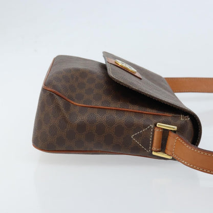Celine Vintage Macadam Circle Logo Shoulder Bag Canvas and Leather, BROWN, CANVAS, Shoulder bag