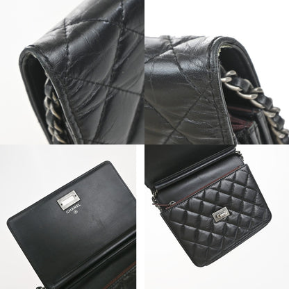 Chanel So Black Reissue 2.55 Wallet on Chain Quilted Aged Calfskin, BLACK, LEATHER, Shoulder bag