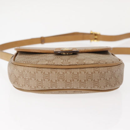 Celine Vintage Macadam Shoulder Bag Canvas and Leather, BEIGE, CANVAS, Shoulder bag