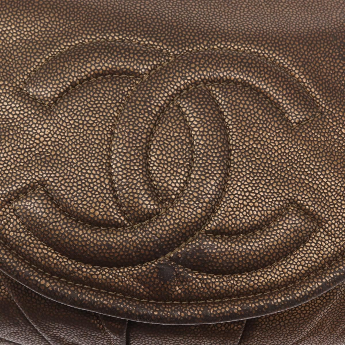 Chanel Timeless Half Moon Flap Bag Caviar, BROWN, LEATHER, Shoulder bag