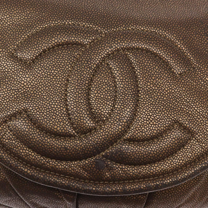 Chanel Timeless Half Moon Flap Bag Caviar, BROWN, LEATHER, Shoulder bag