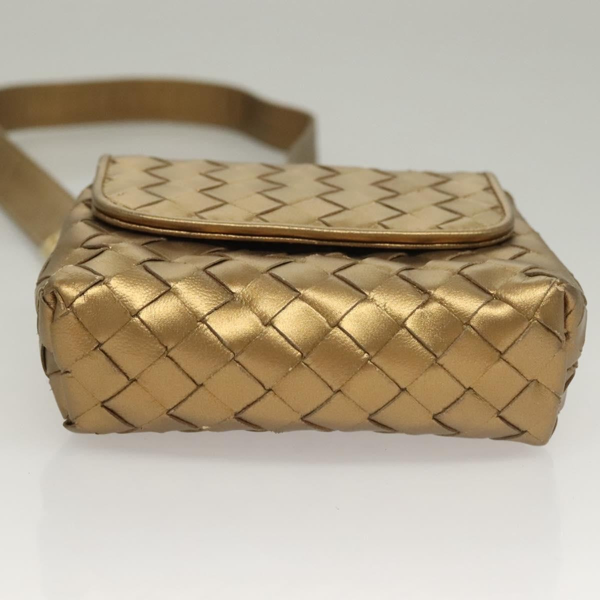 Bottega Veneta Chain Flap Shoulder Bag Leather, GOLD, LEATHER, Shoulder bag