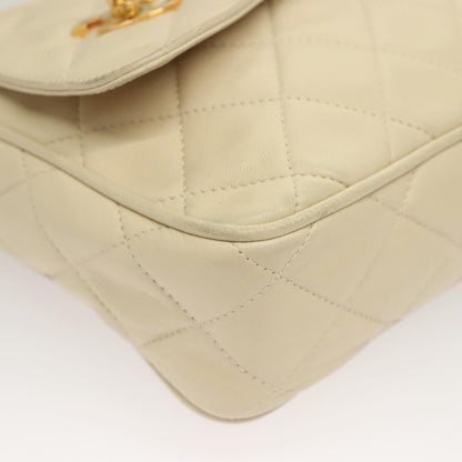 Chanel Vintage Front Pocket Camera Bag Quilted Lambskin, WHITE, LEATHER, Crossbody bag