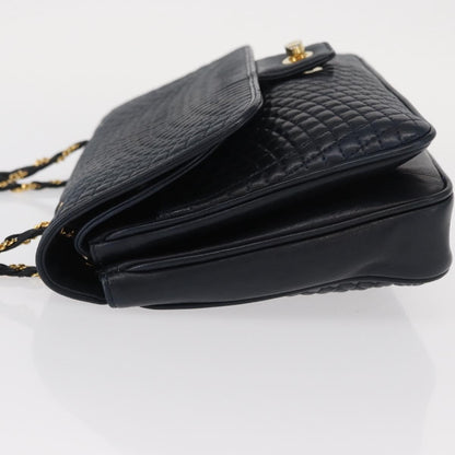 Bally Vintage Shoulder Bag Leather, Navy, Leather, Shoulder Bag