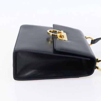 Salvatore Ferragamo Gancini Shoulder Bag Leather, NAVY, LEATHER, Shoulder bag