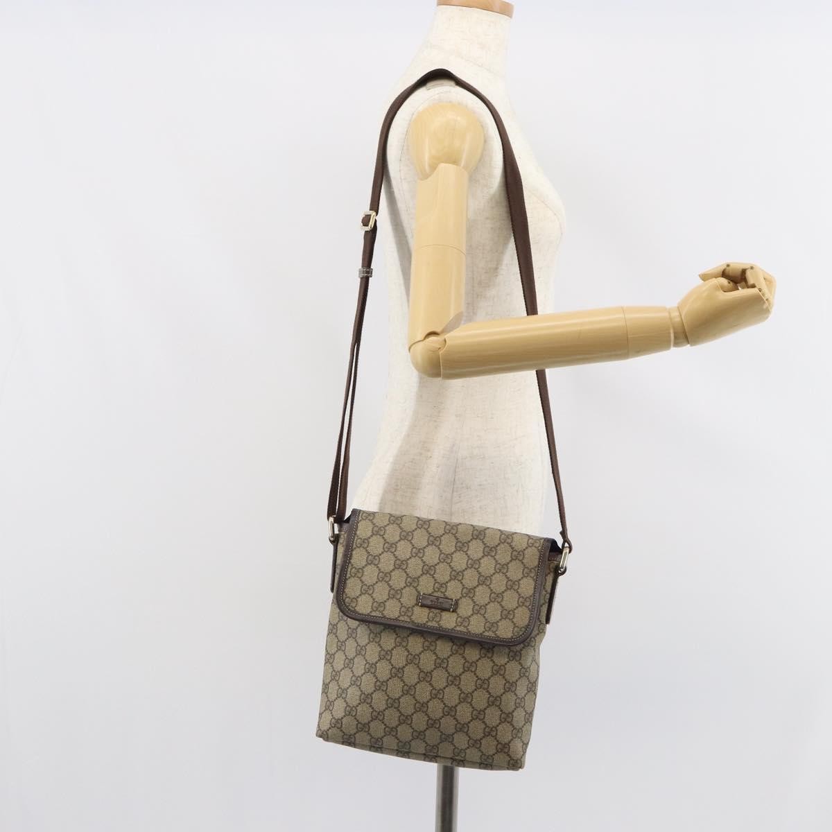 Gucci Flap Messenger GG Coated Canvas, BEIGE, PVC, Shoulder bag