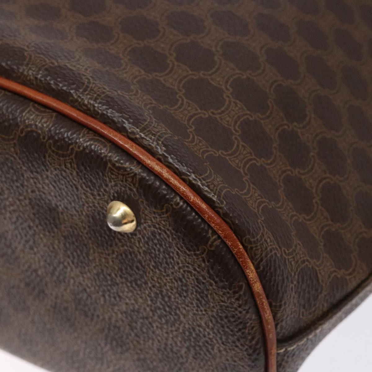 Celine Vintage Macadam Shopper Tote Coated Canvas, BROWN, CANVAS, Tote bag