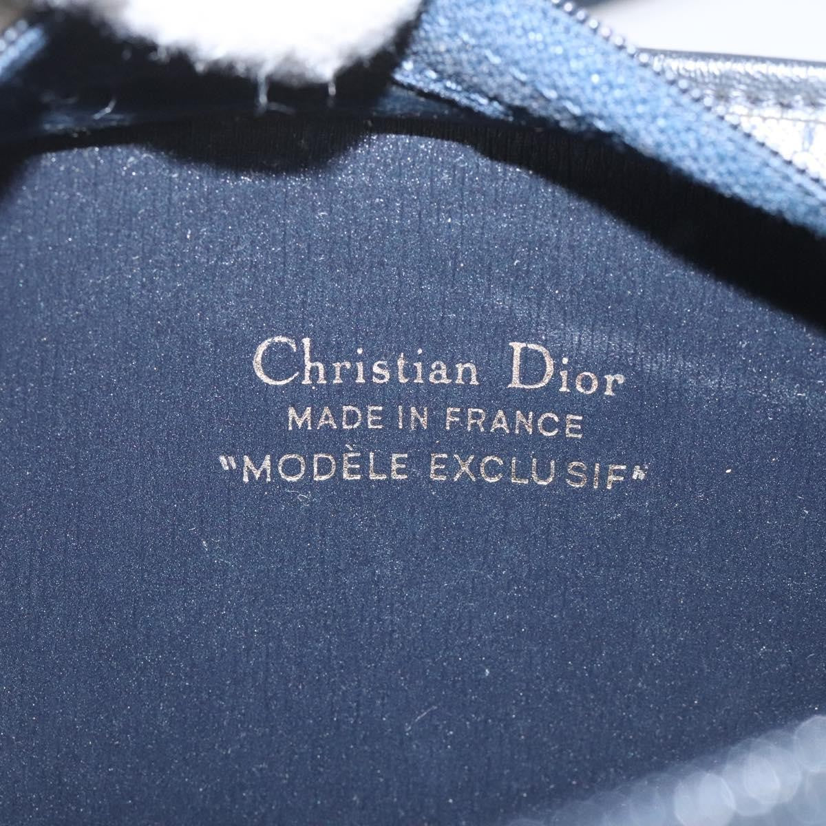 Christian Dior Vintage Honeycomb Shoulder Bag Canvas and Leather, NAVY, CANVAS, Shoulder bag