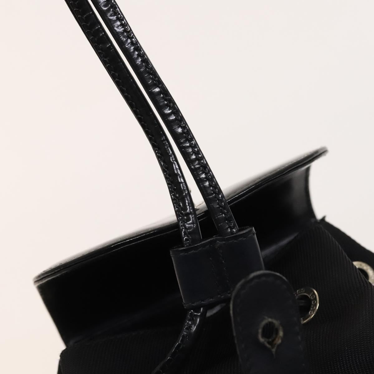 Gucci Vintage Bamboo Backpack Nylon and Patent Leather, BLACK, NYLON, Backpack