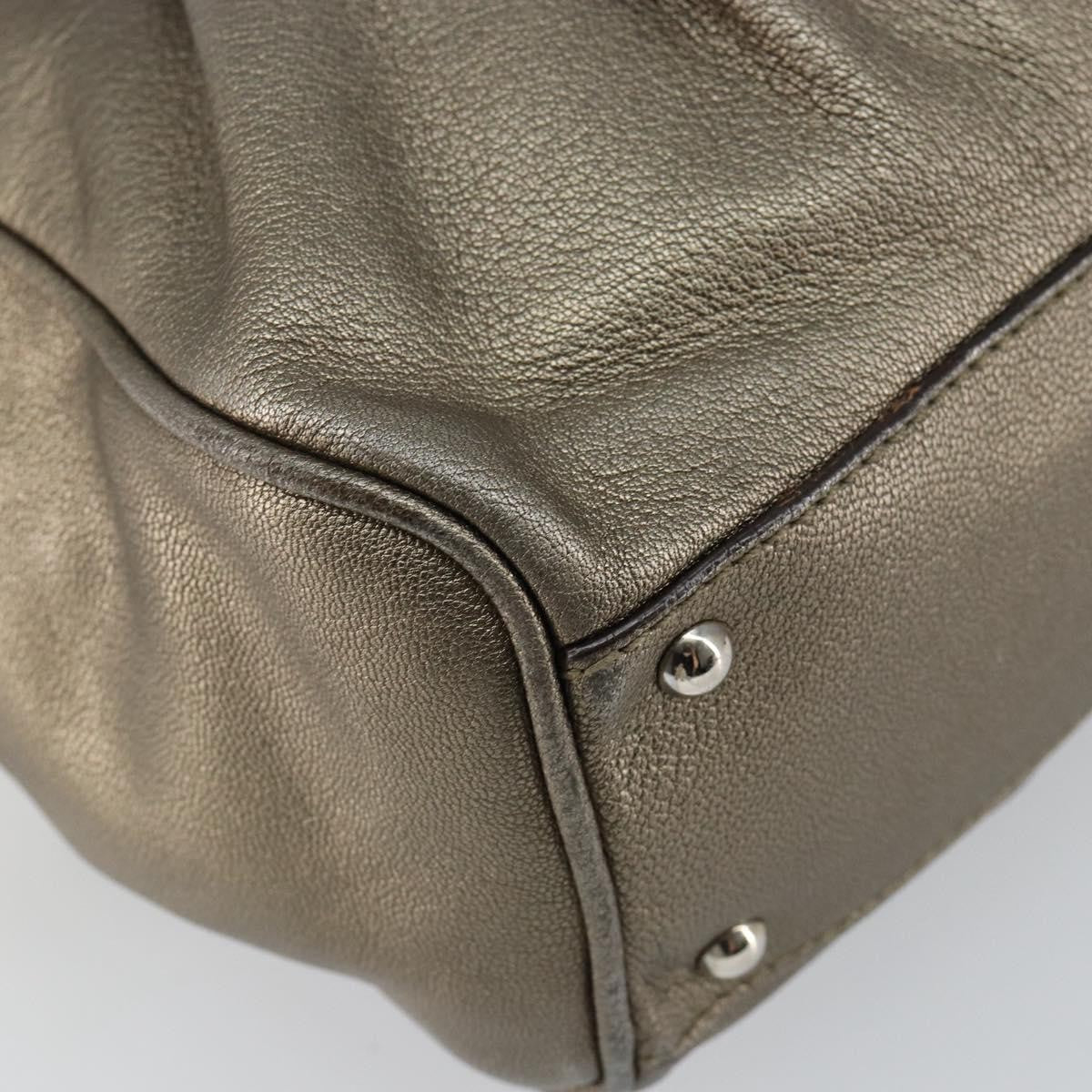 Salvatore Ferragamo Gancini Buckle Shoulder Bag Leather, GOLD, LEATHER, Tote bag