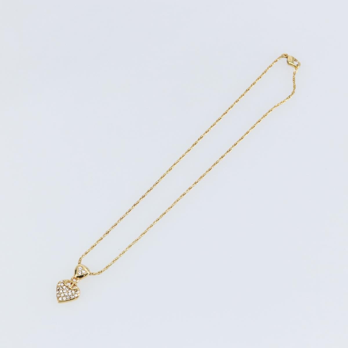 Christian Dior CD Pendant Necklace Metal and Crystals, GOLD, METAL, Necklace