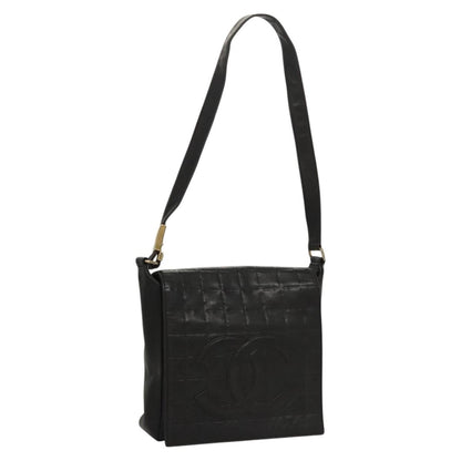 Chanel Chocolate Bar CC Shoulder Bag Quilted Leather, Black, Leather, Shoulder Bag