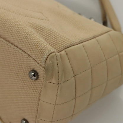 Chanel Vintage Chocolate Bar Tote Quilted Canvas, Beige, Canvas, Handbag