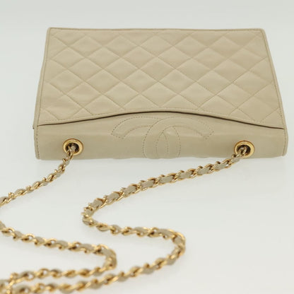 Chanel Vintage CC Full Flap Bag Quilted Lambskin, BEIGE, LEATHER, Shoulder bag