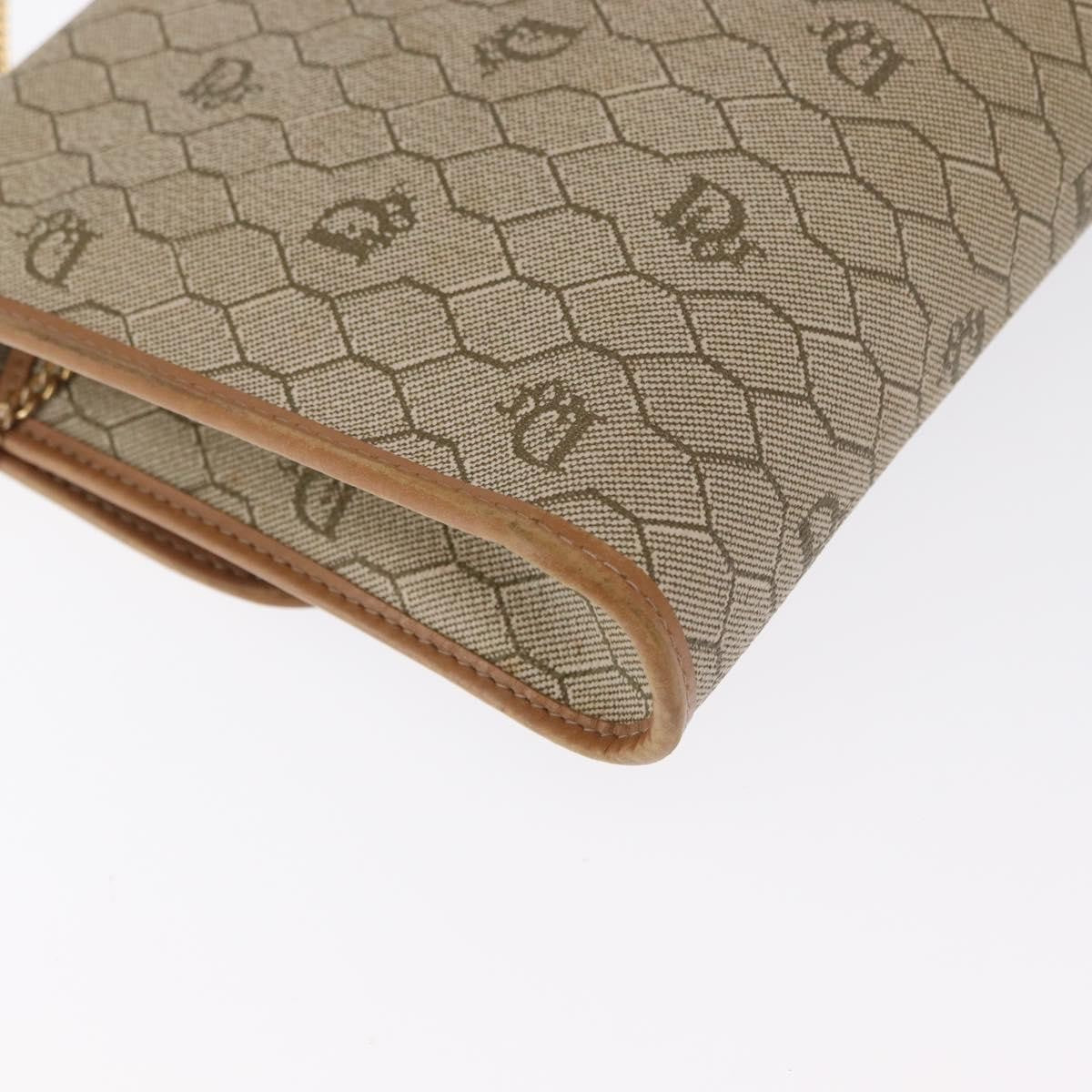 Christian Dior Vintage Honeycomb chain Canvas, BEIGE, CANVAS, Shoulder bag