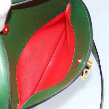 Celine Vintage Shoulder Bag Leather, GREEN, LEATHER, Shoulder bag