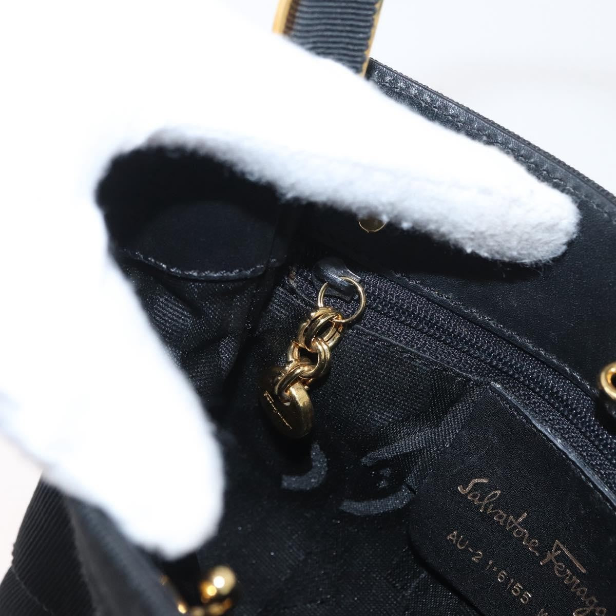 Salvatore Ferragamo Vala Handbag Canvas, BLACK, CANVAS, Handbag