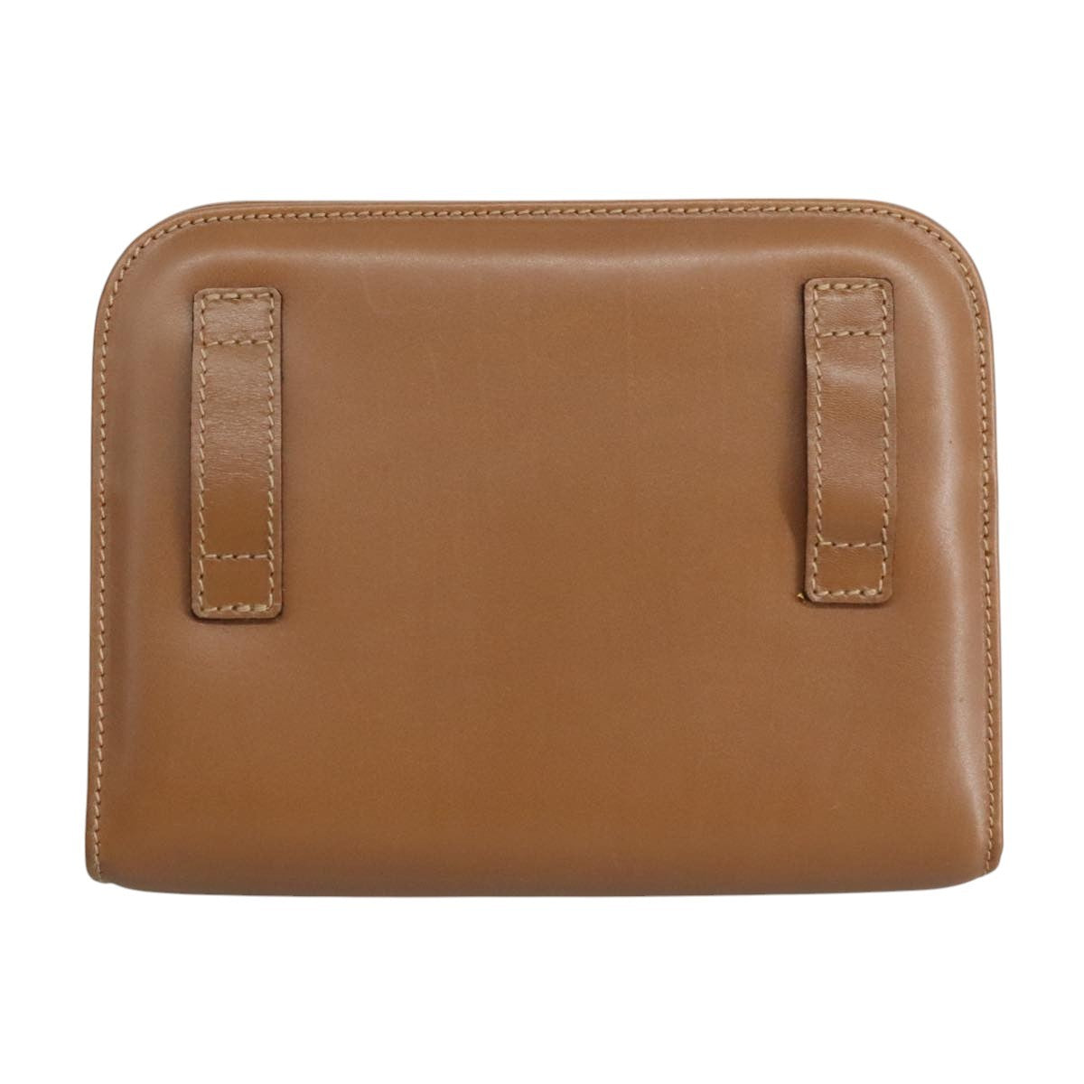 Salvatore Ferragamo Vintage Gancini Pochette Leather, BROWN, LEATHER, Clutche & pouche