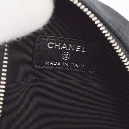 Chanel Star Round Clutch with Chain Quilted Suede with Crystal Embellished Charms, BLACK, SUEDE, Clutche & pouche