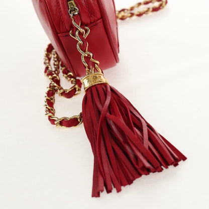 Chanel Vintage Oval CC Tassel Crossbody Bag Leather, RED, LEATHER, Shoulder bag