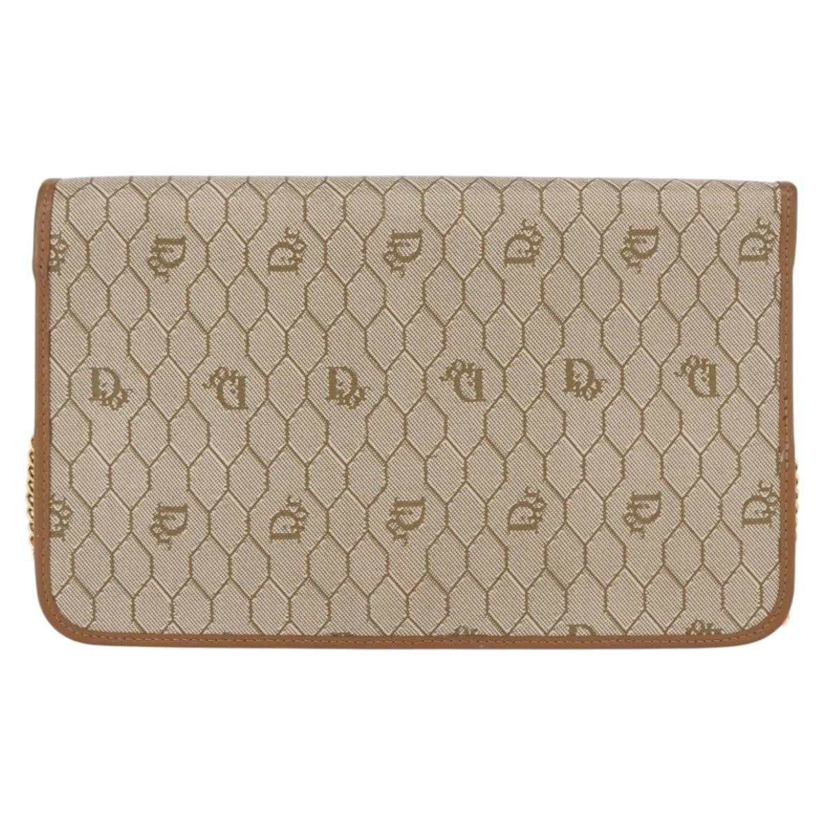 Christian Dior Vintage Honeycomb chain Canvas, BEIGE, CANVAS, Shoulder bag