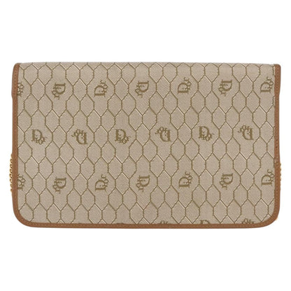 Christian Dior Vintage Honeycomb chain Canvas, BEIGE, CANVAS, Shoulder bag