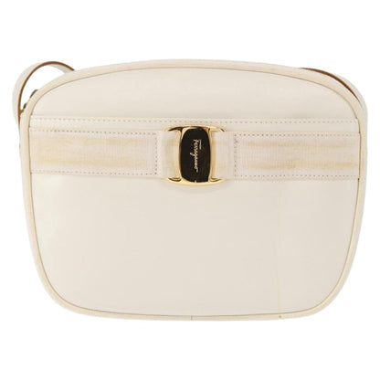 Salvatore Ferragamo Vala Shoulder Bag Leather, WHITE, LEATHER, Shoulder bag
