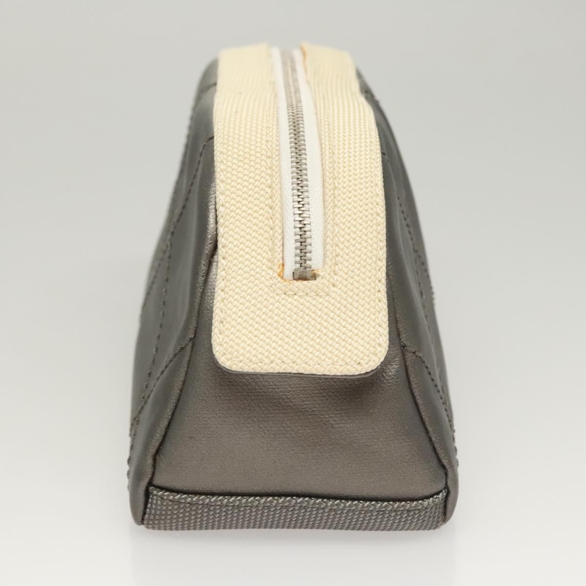Chanel Biarritz Cosmetic Pouch Quilted Coated Canvas, GRAY, PVC, Clutche & pouche