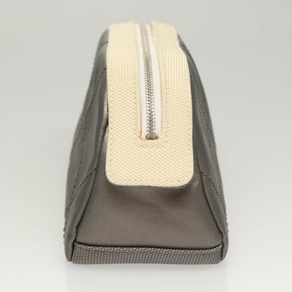 Chanel Biarritz Cosmetic Pouch Quilted Coated Canvas, GRAY, PVC, Clutche & pouche