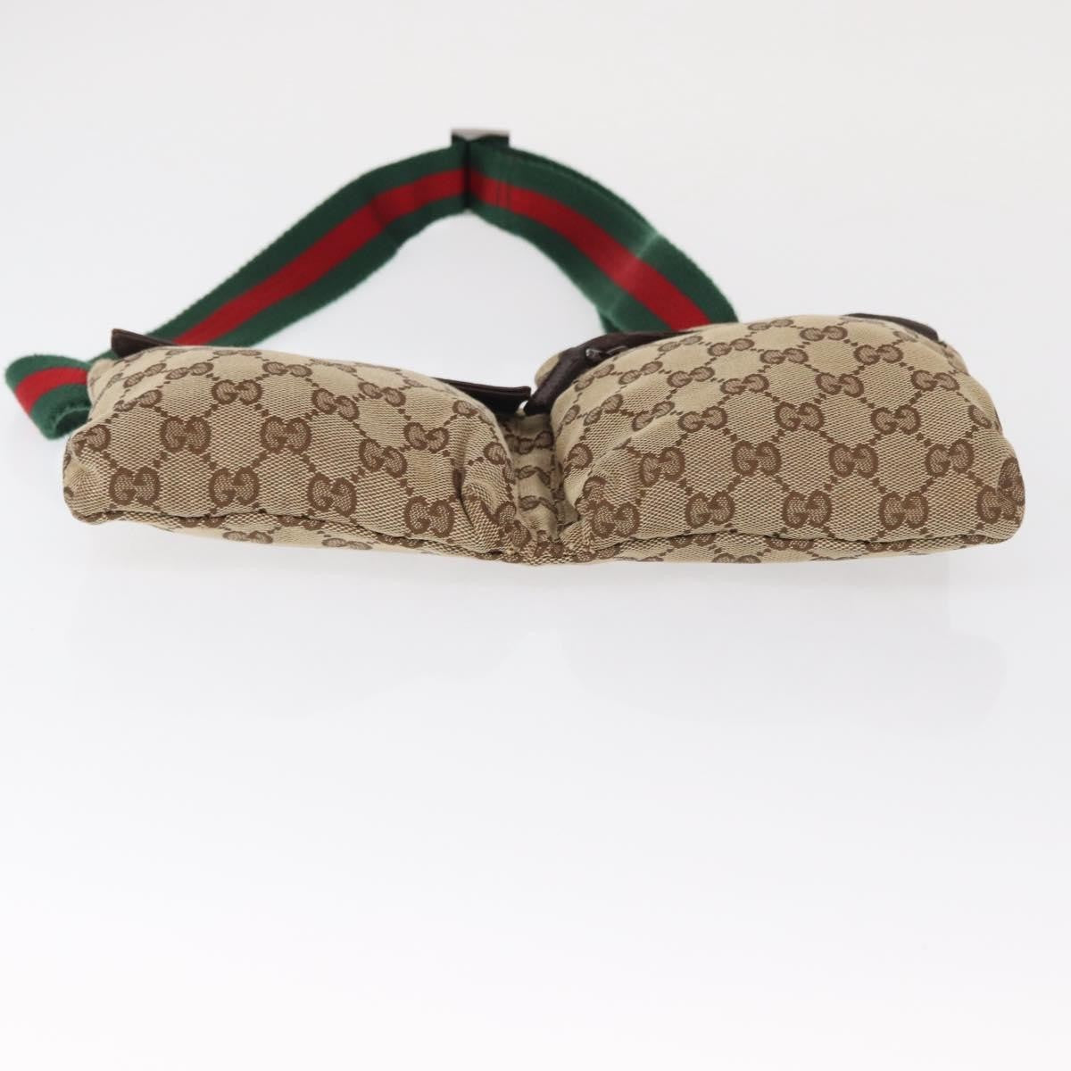 Gucci Vintage Double Belt Bag GG Canvas with Leather, BEIGE, CANVAS, Clutche & pouche